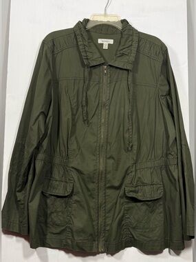 dressbarn Olive Quilted Zip Jacket